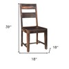 HomeRoots Set of Two Dark Brown Solid Wood Ladder Back Dining Side Chairs - 3 of 4