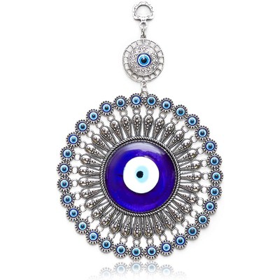 Okuna Outpost Evil Eye Wall Hanging, Turkish Amulet Decoration (Blue Glass, 5 Inches)