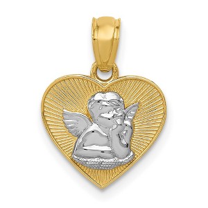 Black Bow Jewelry 14k Yellow Gold & White Rhodium Guardian Angel Heart Pendant, 13mm - 1 of 4