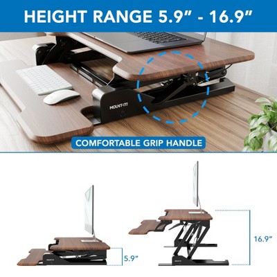 30" Dark Walnut Woodgrain Steel Standing Desk Converter
