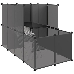 vidaXL Small Animal Cage DIY Small Animal House Rabbit Hutch PP and Steel - Black - 1 of 4