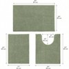 Bathroom Rug Set, Non - Slip Bath Mat - Ultra Soft, Washable, Absorbent for Toilet Tub Sage - 3 of 4