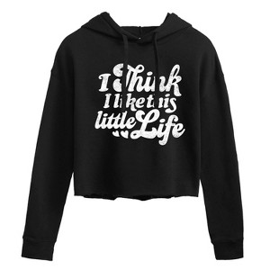 Women's - Instant Message - I Think I Like This Little Life Cropped Graphic Hoodie - 1 of 4