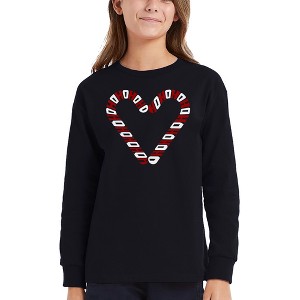 LA Pop Art Candy Canes - Girl's Word Art Long Sleeve T-Shirt - 1 of 4