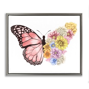 Stupell Industries Butterfly Floral Bouquet Wing Floating Frame Canvas Art - 1 of 4