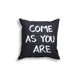 TAG 20'' x 20'' Come As You Are Pillow Denim Throw Pillow Hand Screen Printed Design And Hidden Zipper Closure For Couch Sofa Bed Chair