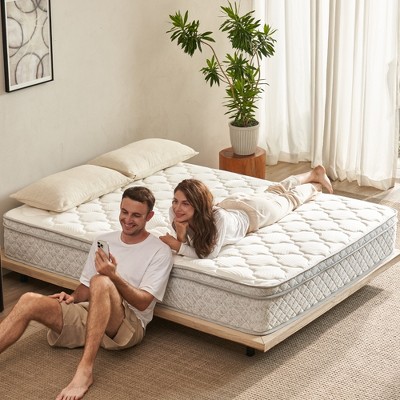 Vynxaria 12" Full Size Hybrid Mattress Gel Memory Foam and Pocket Springs, CertiPUR-US/OEKO-TEX, Medium(Back Pain Relief), 53"x75"