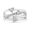 Silver 1/5 Cttw Miracle-Set Diamond Heart Cross-Over Bypass Ring - 2 of 4