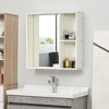 kleankin 31.5" x 25.5" Medicine Cabinet with Mirror, 2-Tier Storage Shelf, Wall Mounted Bathroom Cabinet, White - 3 of 4