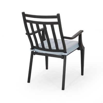 Modern Light Teal Outdoor Dining Chair Set with Water-Resistant Cushions