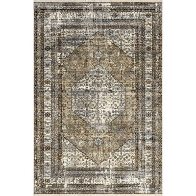 Nuloom Charvi Distressed Medallion Fringe Area Rug, 4' X 6' 5
