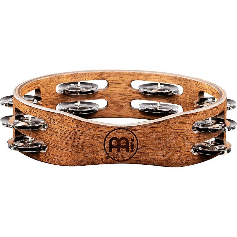 MEINL Compact Wood Tambourine with Double Row Stainless Steel Jingles 8 in. Walnut Brown, 4 of 6