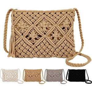 Crossbody Bag Purse For Women Bohemian Shoulder Bag Woven Crochet Purse For Summer Beach Travel Clutch Handbag - 1 of 4