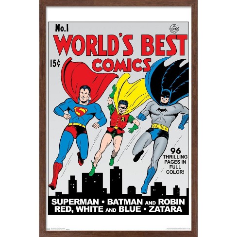 Trends International Dc Comics - Batman And Robin - Worlds Best Comics -  Cover 1 Framed Wall Poster Prints Mahogany Framed Version 