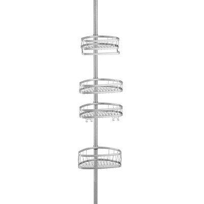 iDESIGN York Metal Wire Tension Rod Corner Shower Caddy Adjustable