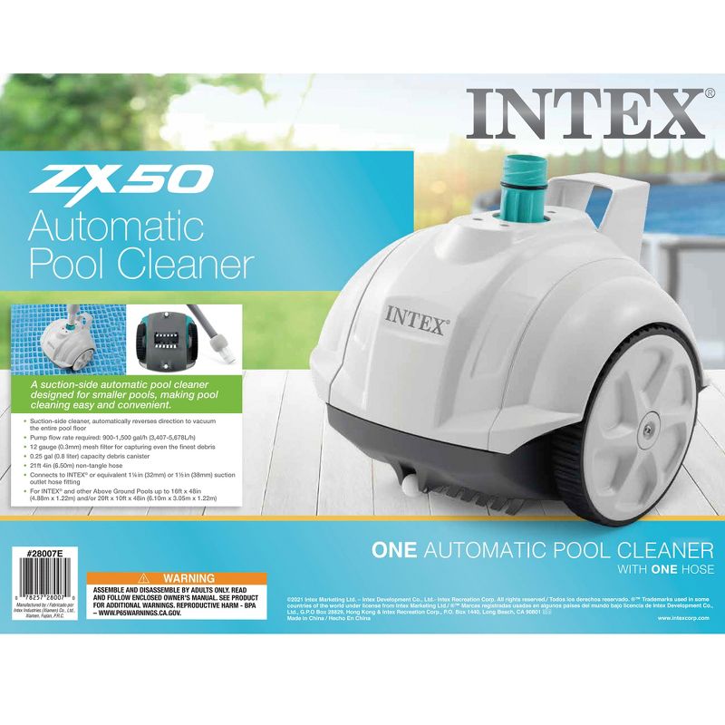 Intex 28007E ZX50 Above Ground Swimming Pool Side Suction Automatic Vacuum Cleaner, 5 Meters Per Minute, 21 Foot Hose, w/ 1.5" Fitting, 5 of 6