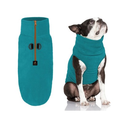 Gooby Half Zip Up Fleece Vest Dog Sweater Turquoise, Small