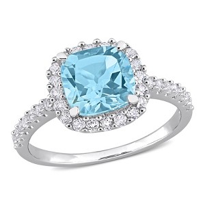 EVERLY JEWELRY | Rose Plated Sterling Silver 2 3/8 CT TGW Opal and White Topaz Halo Ring - 1 of 4