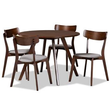 5pc Rika Upholstered Wood Dining Set - Baxton Studio