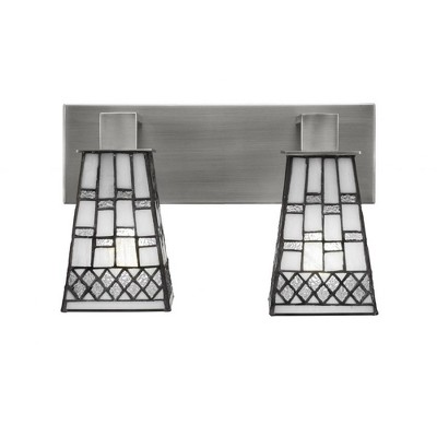 Toltec Lighting Apollo 2 - Light Vanity in  Graphite with 5" Square Pewter Art Glass Shade