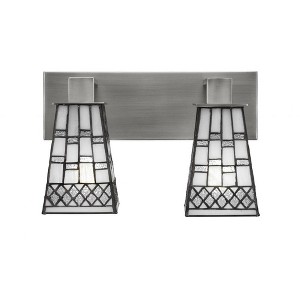 Toltec Lighting Apollo 2 - Light Vanity in  Graphite with 5" Square Pewter Art Glass Shade - 1 of 1
