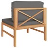vidaXL Middle Sofa with Dark Gray Cushions Solid Teak Wood - 4 of 4