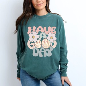 Simply Sage Market Have a Good Day Flowers Garment Dyed Long Sleeve - 1 of 4