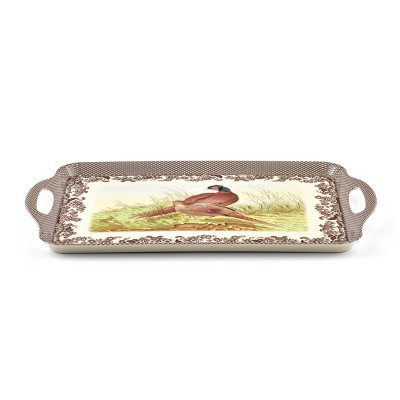 Woodland Elegance Pheasant Melamine Serving Tray with Handles