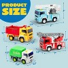 Joyfy 4 Pack Friction Powered City Vehicles - Garbage Truck, Fire Engine, Boom Lift and Construction Dump Truck, Truck Toys for 3 4 5 6 Year Old Boys - 2 of 4