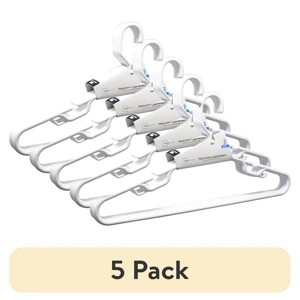 (5 pack) Extra Large Clothing Hangers, 3 Pack, Adult, White, Heavy Duty Durable Plastic - 1 of 4