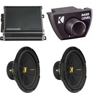 Kicker (2) 50CWCS124 CompC 12" Subwoofer, Single 4-Ohm with CXA8001 Amp Bundle ( Includes Bass Knob ) - 1 of 4