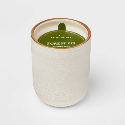 Single Wick Forest Fir Medium Ceramic with Texture Gold Rim Candle - Threshold™