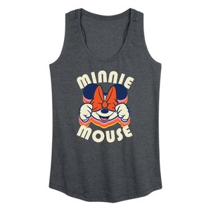 Women's Disney Minnie Mouse Repeat Graphic Racerback Tank - Heather Charcoal - Large - 1 of 4