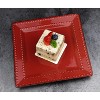 Lorren Home Trends 16 Piece Square Beaded Stoneware Dinnerware set, service for 4, Red - 3 of 4