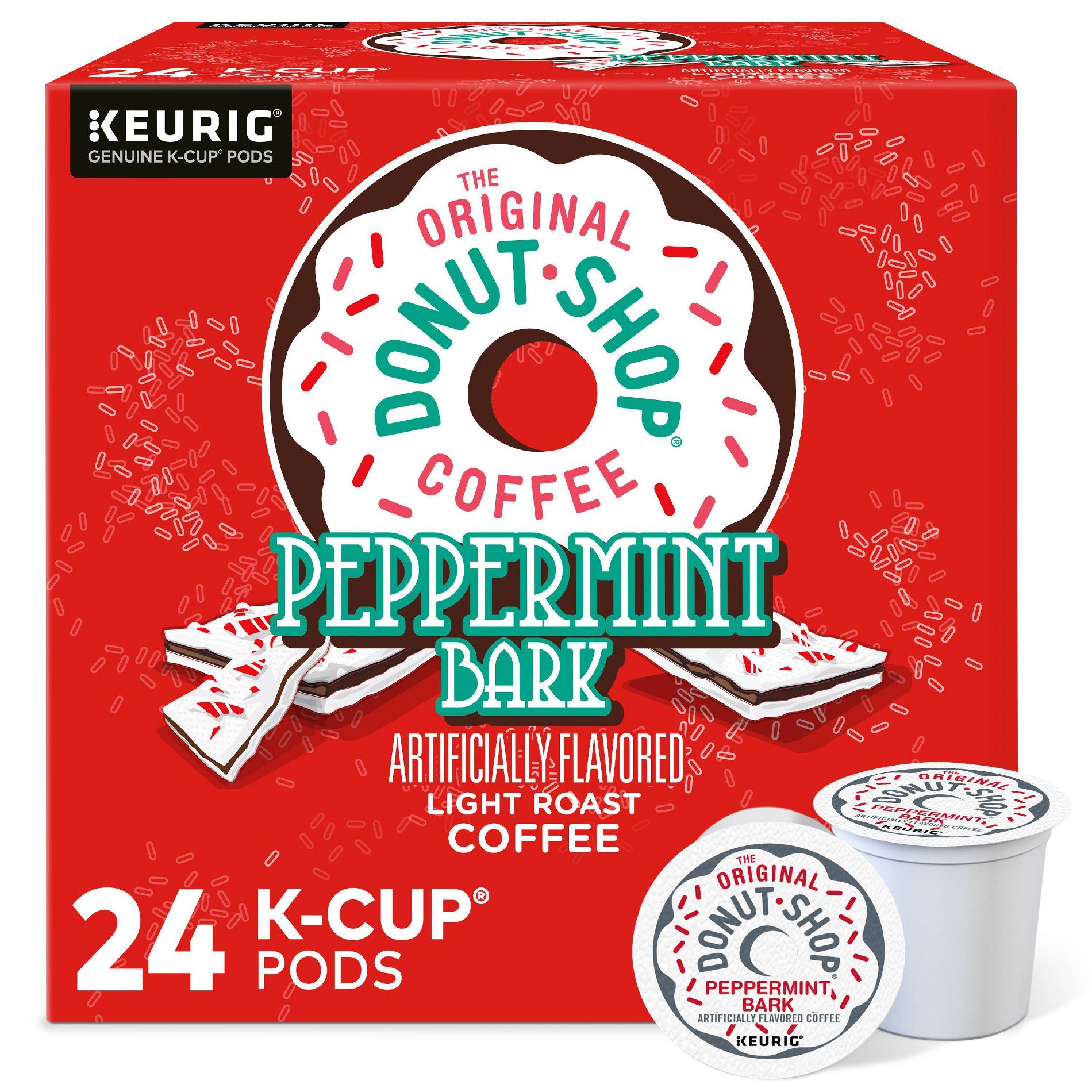 The Original Donut Shop Peppermint Bark Medium Roast Keurig K-Cup Coffee Pods Flavored Coffee  - 24ct
