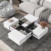 ALEXOUN Extendable Coffee Table with 4 Hidden Storage & High-Gloss Surface, Modern Square Sliding Tabletop for Living Room, Work, and Family - 2 of 4