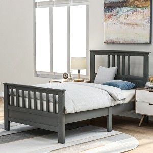 Whisen Wood Twin Size Platform Bed with Headboard and Footboard - 1 of 4