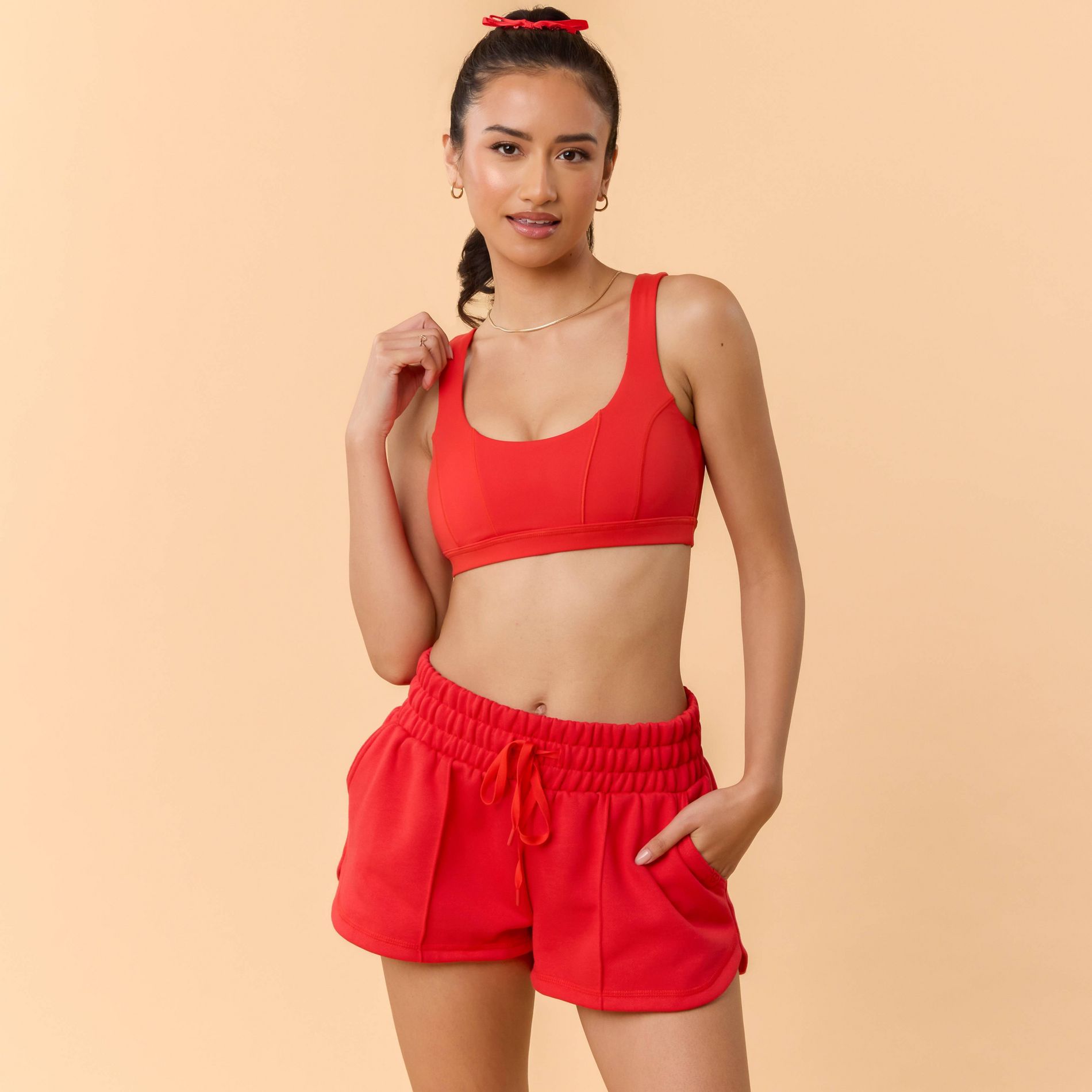 Blogilates Women's Bow Back Corset Sports Bra - Red L