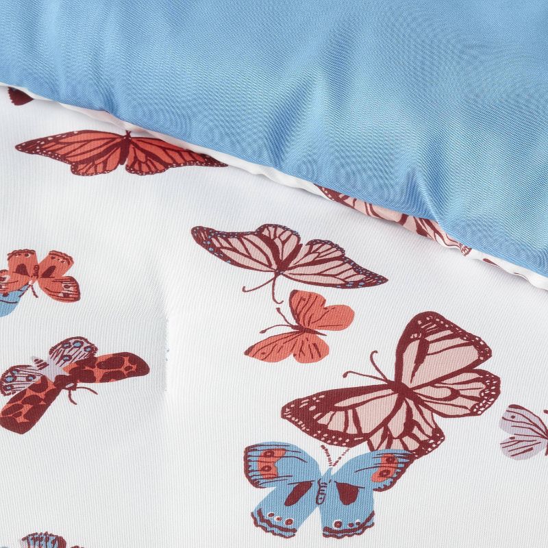 Butterfly Print Microfiber Decorative Bed Set with Throw Blue/Red/White - Room Essentials™, 4 of 8