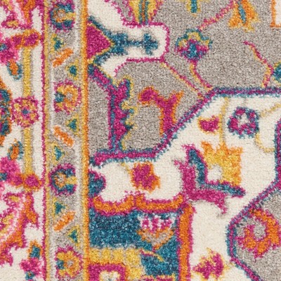 Teal Multicolor Floral Synthetic 5' x 7' Reversible Rug