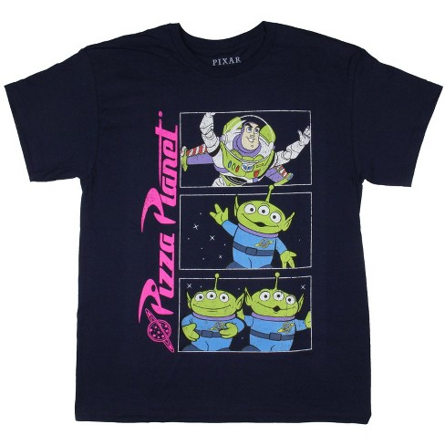 Toy Story Men's Pizza Planet Buzz Lightyear Aliens Distressed T-shirt 