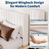 Bed Frame with Wingback Headboard - Vertical Channel Tufted Upholstered Platform, Noise-Free Reinforced Wood Slats, No Box Spring Needed, White - 4 of 4