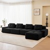 153" Corduroy L-Shaped Modular Sectional Sofa with Movable Ottoman, Pearl-Like Piping, and Tufted Design - 3 of 4