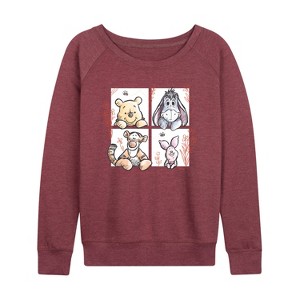 Women's - Disney - Winnie the Pooh Lightweight French Terry Wide Neck Long Sleeve Shirt - 1 of 4
