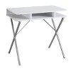 INFURNIC Desks 31"L Modern Computer Desk with Storage Shelves and Contemporary X-Design Metal Frame, White, 31.5"*19.75"*29.75" - 3 of 4