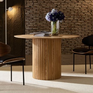Sapphtopaz Round Dining Table Kitchen Table Modern Wood Dining Table with Sturdy Cylindrical Base for Kitchen, Small Spaces - 1 of 4