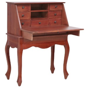 vidaXL Secretary Desk Office Writing Table with Drawers Solid Wood Mahogany - 1 of 4