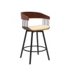 HomeRoots 27" Cream and Black Faux Leather with Metal Swivel Counter Height Bar Chair - 4 of 4