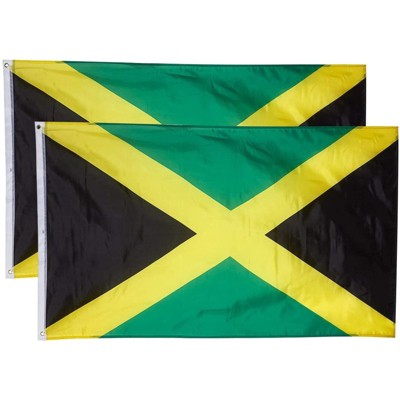 Juvale 2 Piece Jamaica National Flag Banner, Jamaica Flag for Jamaican Outdoor Garden Party Decor, 3 x 5 Feet