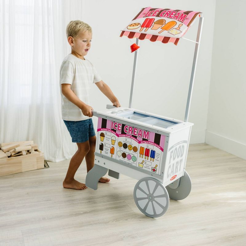 Melissa &#38; Doug Wooden Snacks and Sweets Food Cart - 40+ Play Food pc, Reversible Awning, 3 of 18